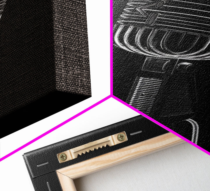 Silver Retro Microphone Wall Art, Mic Wall Art, Music Room Wall Art, Minimalist Print, Wall Decor, Canvas Print, Wall Art, Framed Canvas