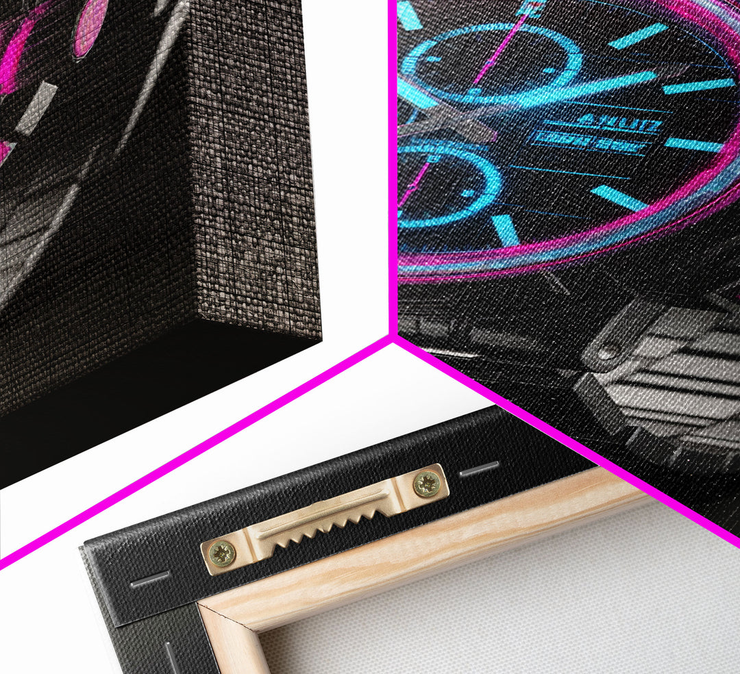 Wrist Watch Wall Decor, Retro Watch Wall Art, Pink, Teal, Minimalist Print, Wall Decor, Canvas Print, Wall Art, Framed Canvas