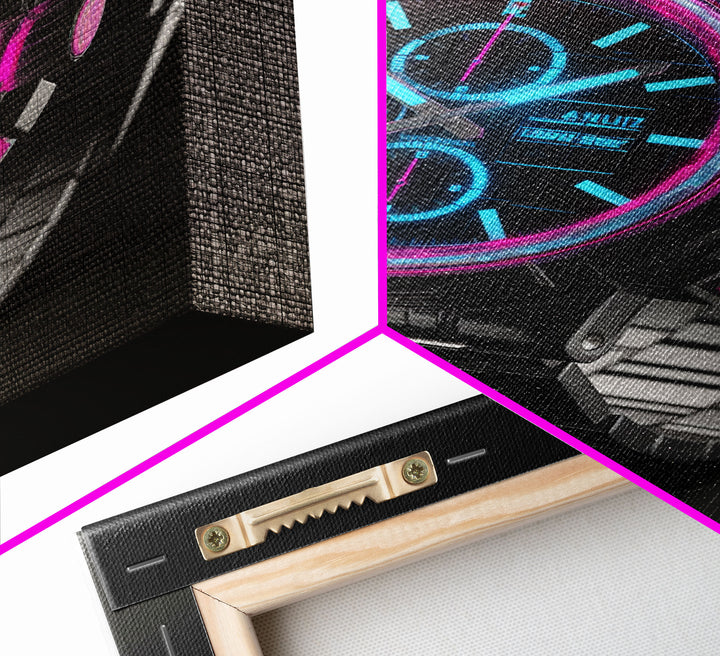 Wrist Watch Wall Decor, Retro Watch Wall Art, Pink, Teal, Minimalist Print, Wall Decor, Canvas Print, Wall Art, Framed Canvas