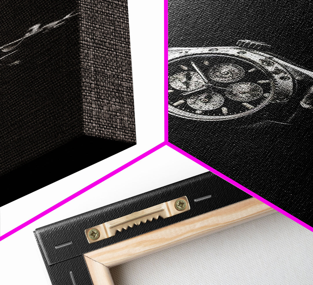 Classic Wrist Watch Wall Art, Watch Art, Watch Face, Black And White, Minimalist Print, Wall Decor, Canvas Print, Wall Art, Framed Canvas