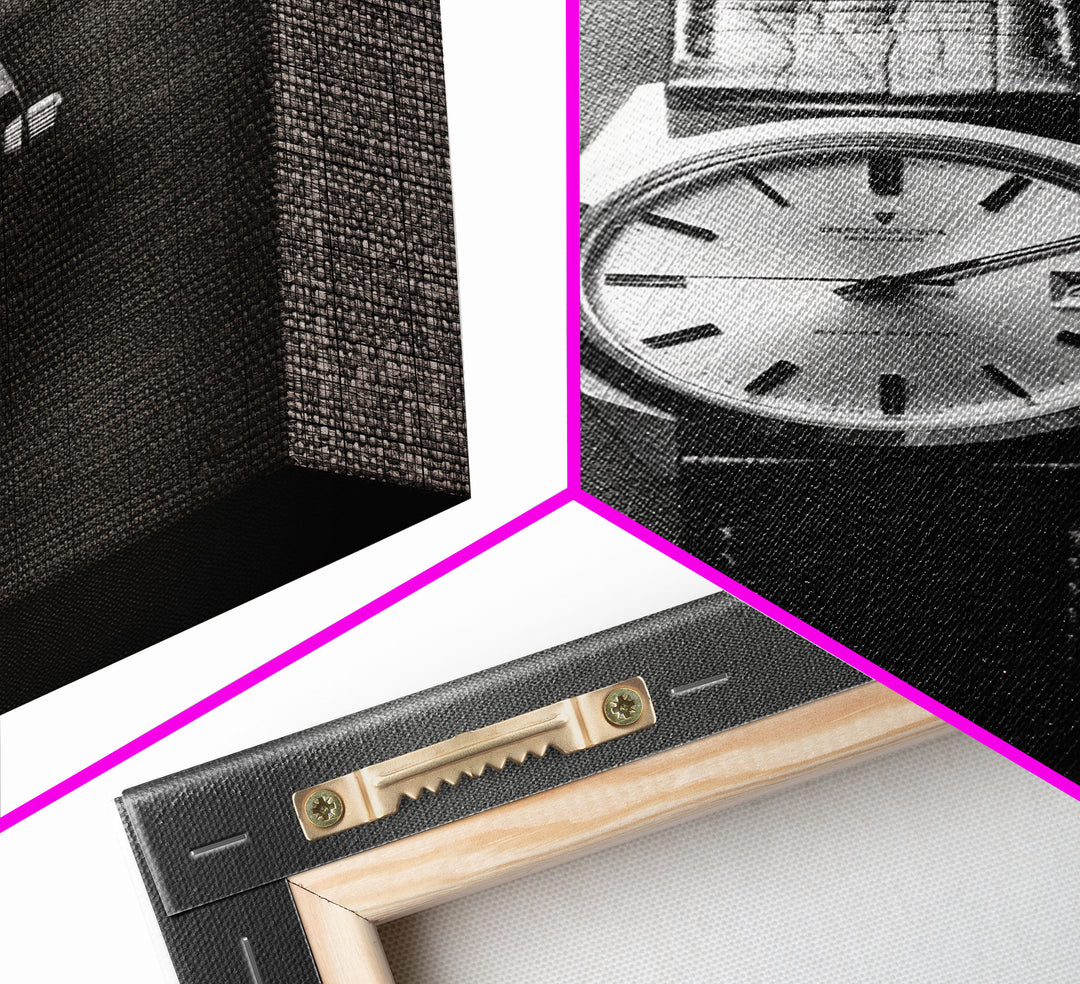 Classic Wrist Watch Wall Art, Watch Art, Watch Face, Black And White, Minimalist Print, Wall Decor, Canvas Print, Wall Art, Framed Canvas