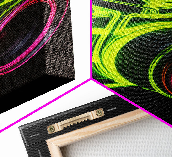Neon Green Camera Wall Art, Neon Wall Decor, Photography Art,  Minimalist Print, Wall Decor, Canvas Print, Wall Art, Framed Canvas
