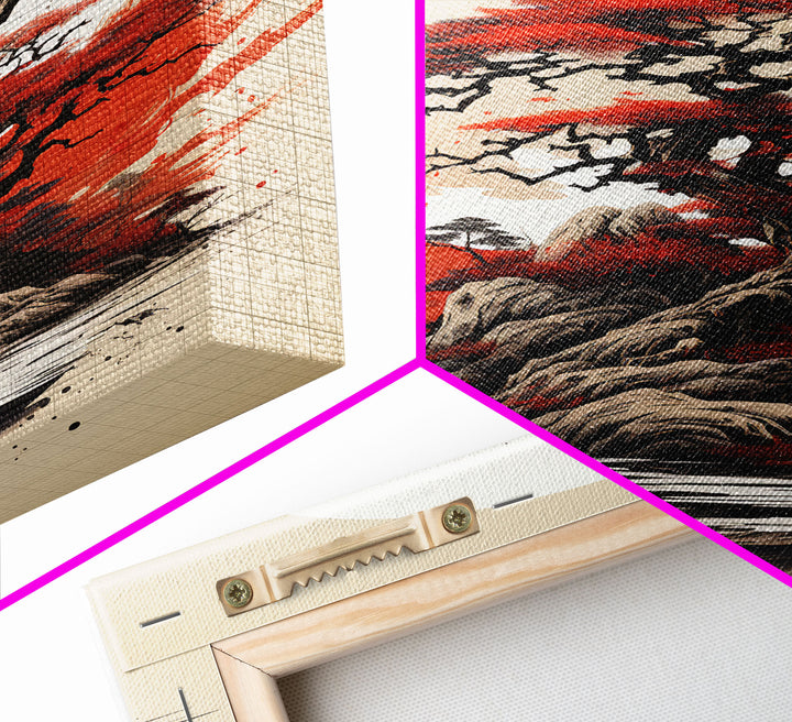 Japanese Wall Art, Japanese Maple Tree, Framed Canvas Print, Japanese Art, Japanese Hanging Wall Art