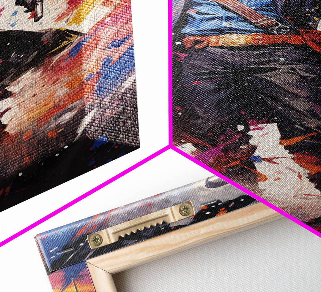 Cosmic Cyberpunk Cowboy Graffiti Art, Framed Canvas Print #4954