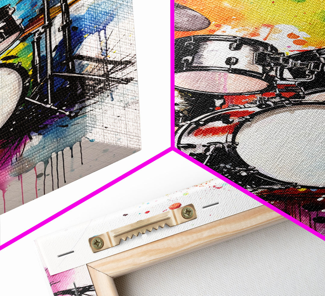 Drum Art, Gift For Drummer, Framed Canvas Print, Studio Art, Music Studio Decor, Drum Set