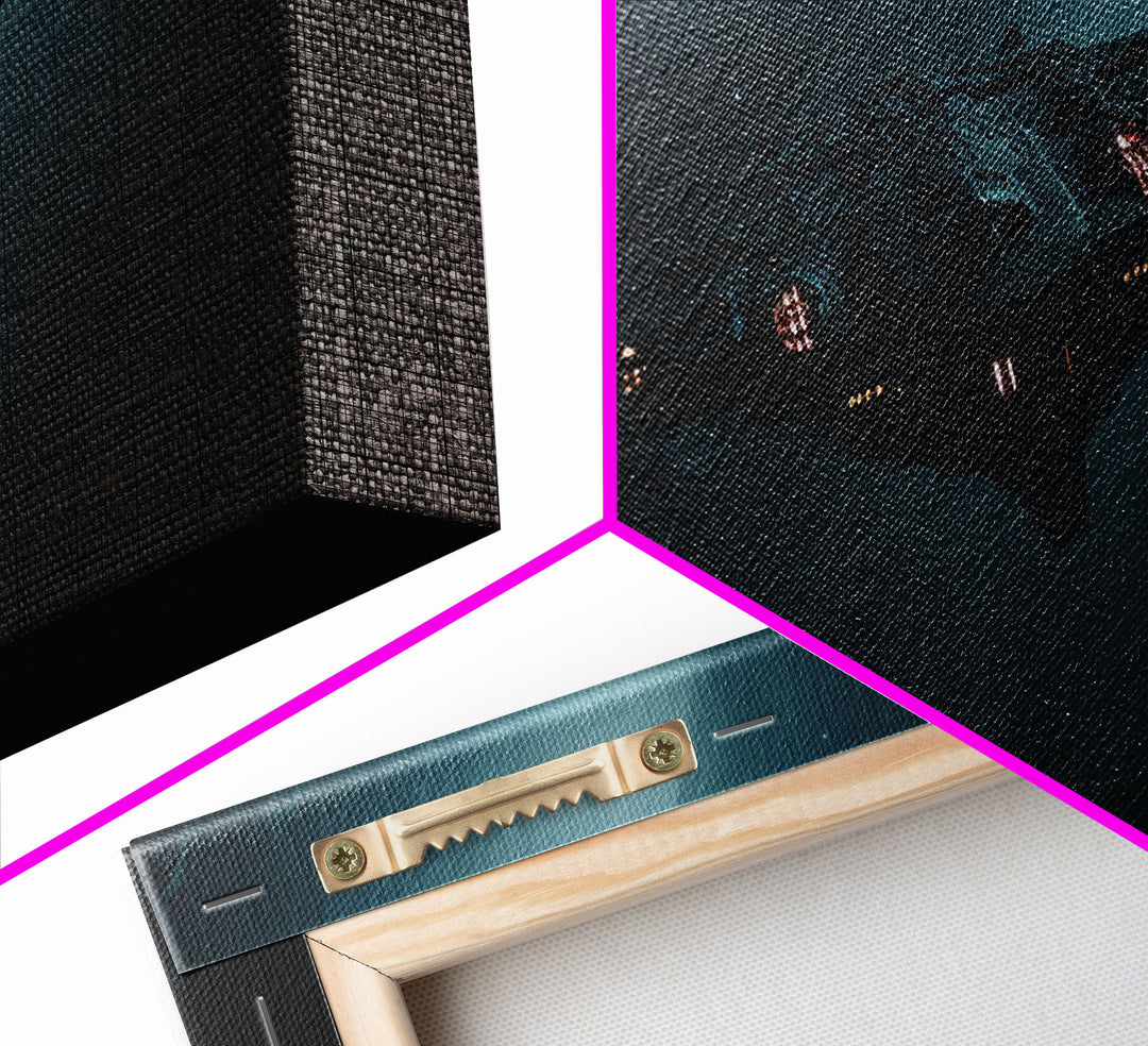 Cool Scifi Wall Art, Scifi Art, Framed Canvas Print, The Space Cruiser, Gull Wing Space Ship, Unique Art, Alien Wall Art