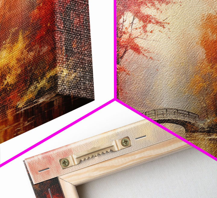 Fall Centerpiece, Beautiful Forest In Early Autumn, Landscape Framed Canvas Print Painting, Wall Art, Wall Decor, Autumn Decor, Farmhouse