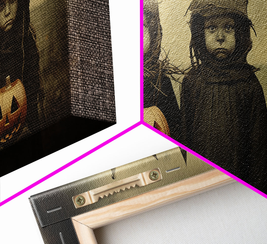 The Little Witches Gothic Victorian Haunted Art, Spooky Halloween Decor, Framed Canvas Print, Halloween Poster, Scary Halloween Wall Art