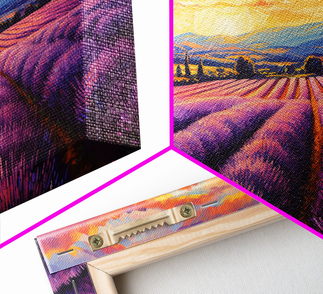 Lavender Fields, Framed Canvas Print, Purple Art, Southwestern Decor, Farmhouse Art, Centerpiece Art, Digital Wall Art, Landacape Painting