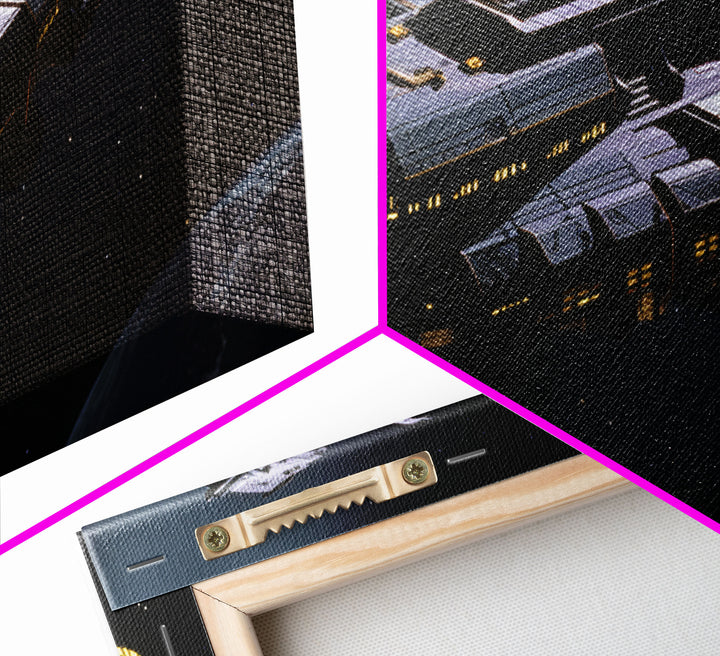 The Frigate, Cool Scifi Wall Art, Scifi Art, Framed Canvas Print, Gull Wing Space Ship, Unique Art, Alien Wall Art