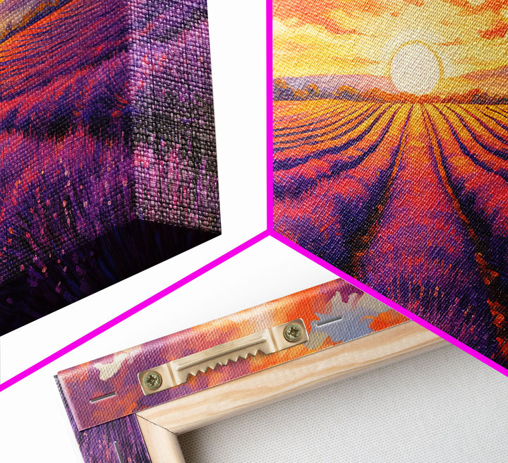 Lavender Fields, Framed Canvas Print, Purple Art, Southwestern Decor, Farmhouse Art, Centerpiece Art, Digital Wall Art, Landacape Painting