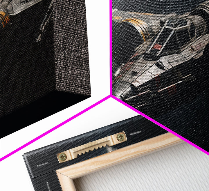 The Star Fighter, Cool Scifi Wall Art, Scifi Art, Framed Canvas Print, Gull Wing Space Ship, Unique Art, Alien Wall Art, Space Ship Art