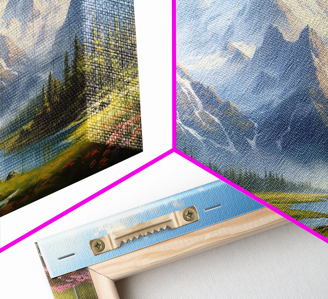 Mount Rainier, Gallery Wall Art, Framed Canvas Print, Original Oil Painting Reproduction Print, Landscape Art, Guest Room Decor