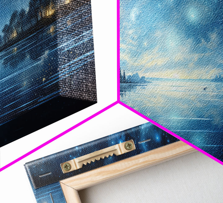 Starry Night Sky, Framed Canvas Print, Beautiful Oil Painting, Minimalist / Boho Style Wall Decor, Cool Wall Art, Unique Gift Idea