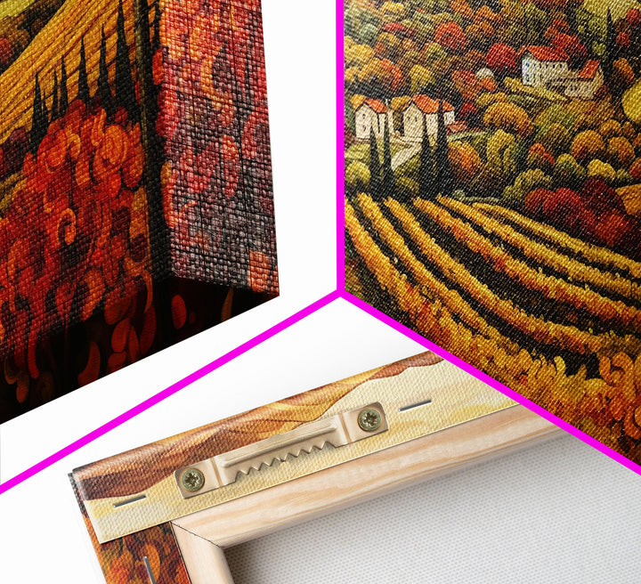 The Italian Countryside In The Fall, Framed Canvas Print, Boho Decor, Autumn Art, Fall Decor, Farmhouse Decor, Best Seller, Fall Centerpiece