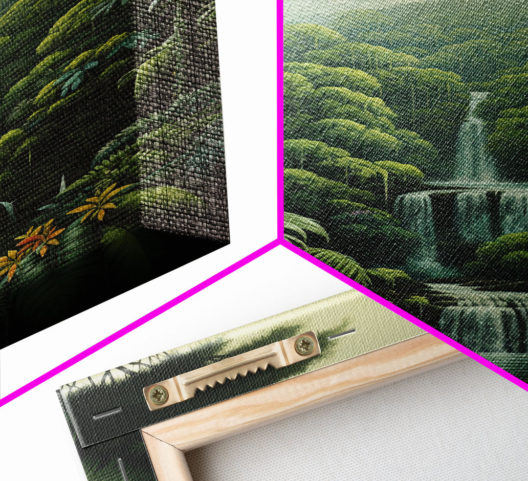 Jungle Wall Art, Waterfalls Art, Nature Wall Art, Trees Art Print, Canvas Print, Wall Art, Vertical Art, Lake House Wall Art, Indie Room Art