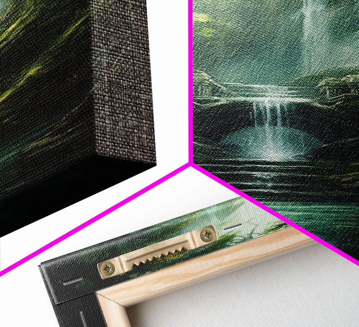 Enchanter Forest, Waterfalls Wall Art, Fantasy Artwork, Canvas Print, Wall Art, Vertical Print, Video Game Art, College Dorm Decor