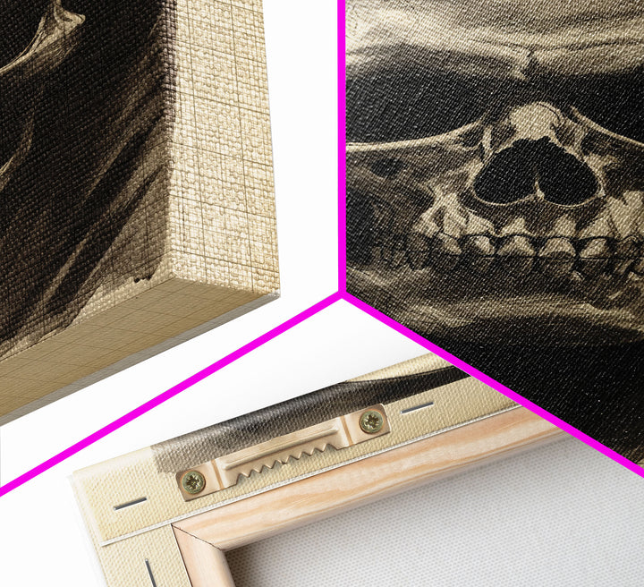 Charcoal Drawing, Human Skull, Gothic Art Print, Spooky Decor, Canvas Print, Wall Art, Vertical Art, Gaming Wall Decor, Office Wall Decor