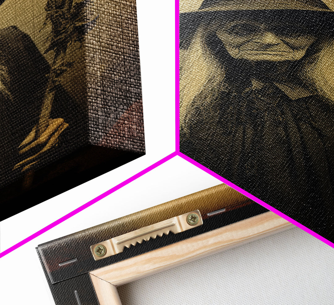 The Old Witch Portrait, Witchy Art, Portrait of a Victorian Witch, Daguerreotype, Framed Canvas Print, Halloween Wall Art, Halloween Canvas