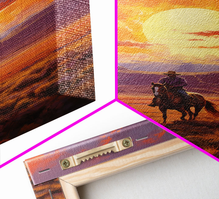 Cowboy Wall Art, Western Decor, Sunset Wall Art, Desert Art, Canvas Print, Wall Art, Vertical Art, Boys Bedroom Decor, Ranch Wall Art
