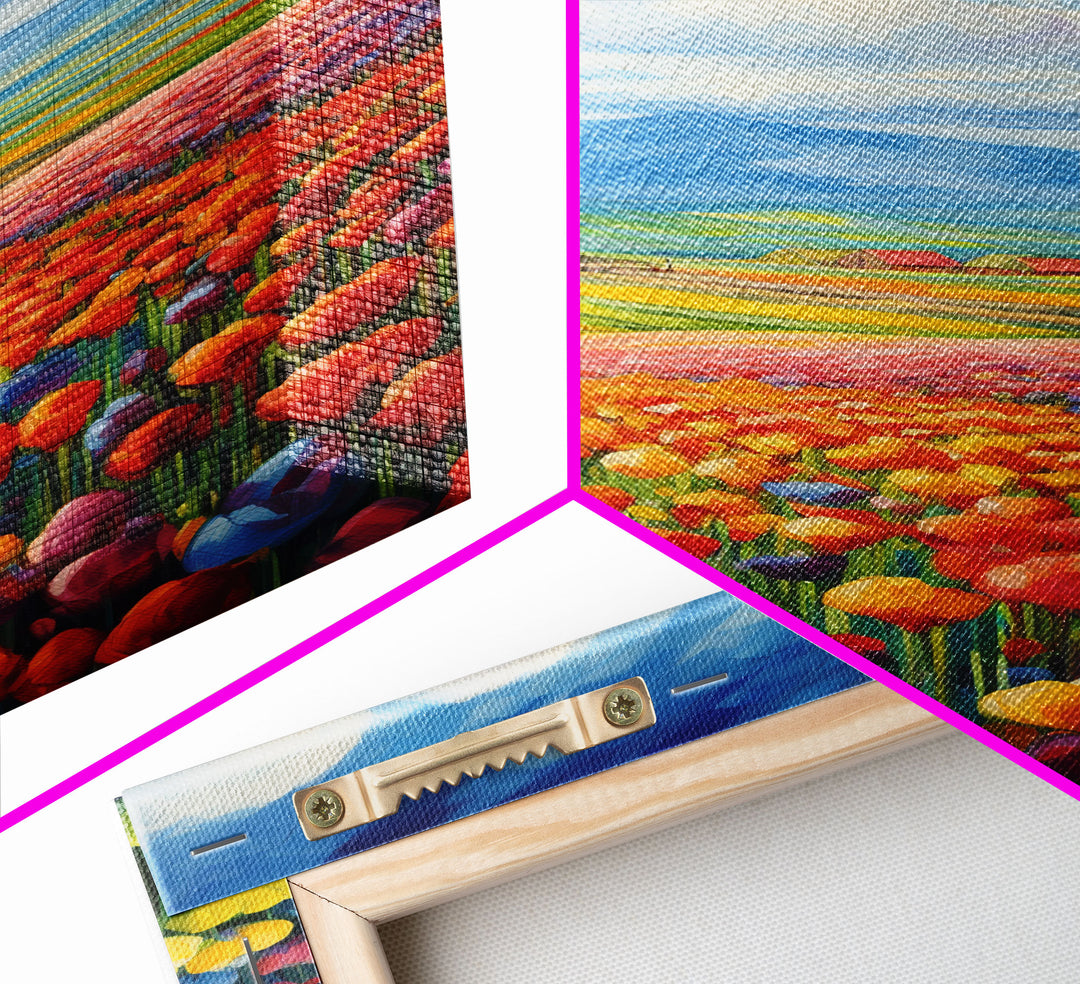 Flower Farm Wall Art, Tulip Field, Countryside Wall Print, Canvas Print, Wall Art, Vertical Art, Gifts For Grandma, Tiny House Decor