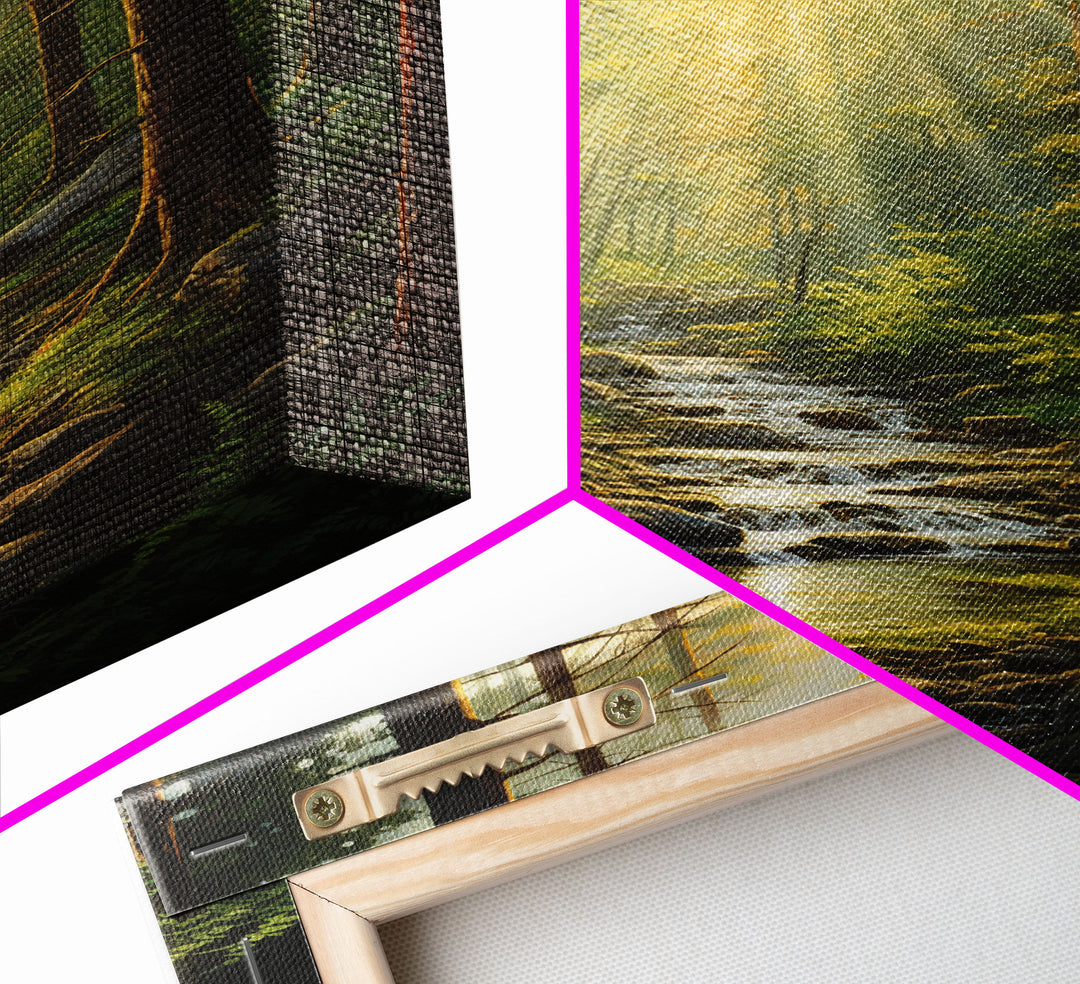 Trees Art Print, Forest Sunset Wall Art, Stream Wall Print, Canvas Print, Wall Art, Vertical Art, Anniversary Gift, Family Home Decor