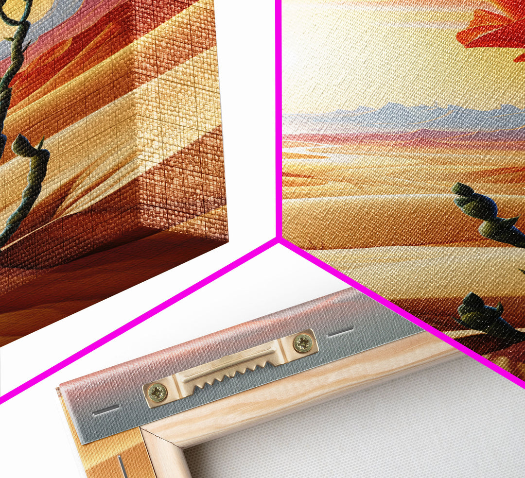 Desert Art Print, Cactus Wall Art, Landscape Art, Sunset Wall Art, Canvas Print, Wall Art, Vertical Art, Unique Wall Decor, Ranch Decor