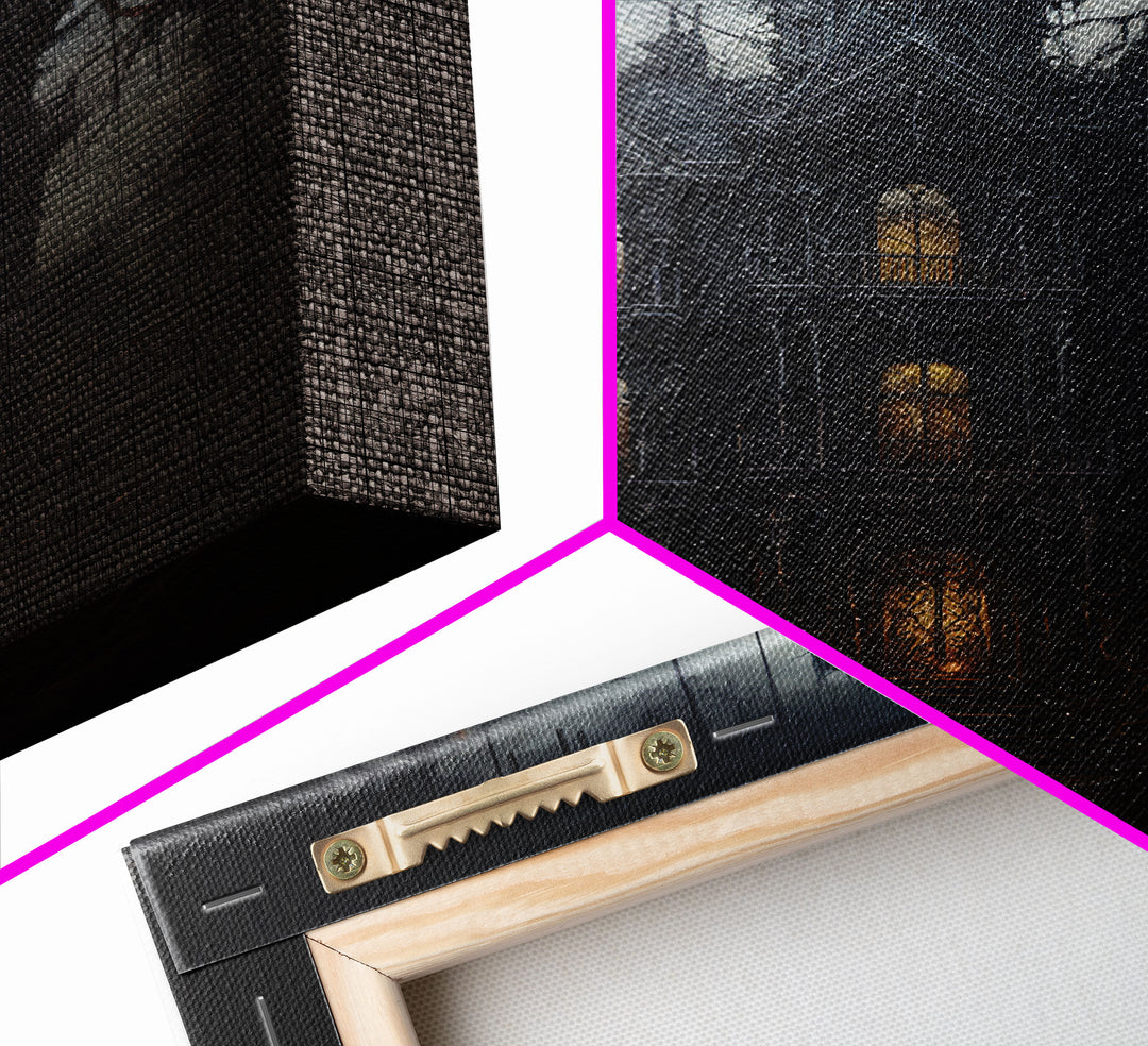 The Haunted House, Framed Canvas Art, Painting Of Haunted Victorian Mansion, Dark Academia, Halloween Decorations, Halloween Art