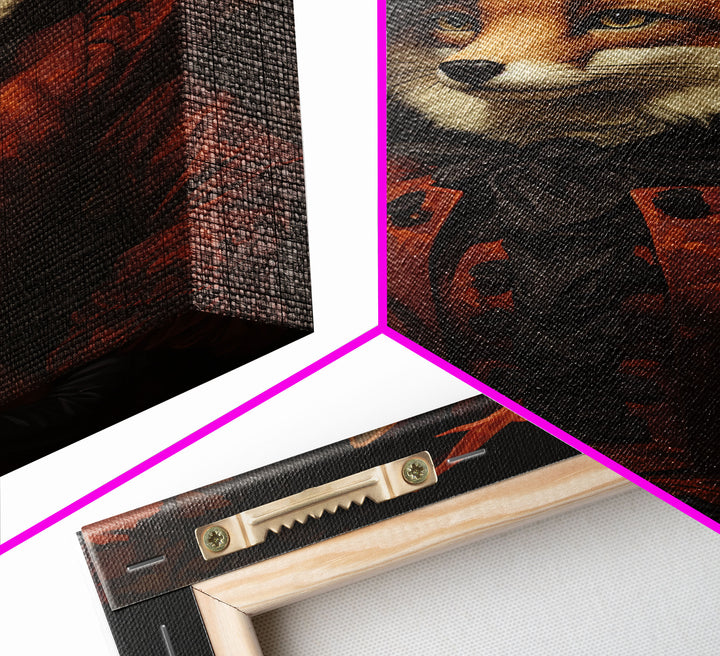 Victorian Lady Fox, Framed Canvas or Canvas Print, Halloween Decor, Dark Academia, Funny Halloween Decorations