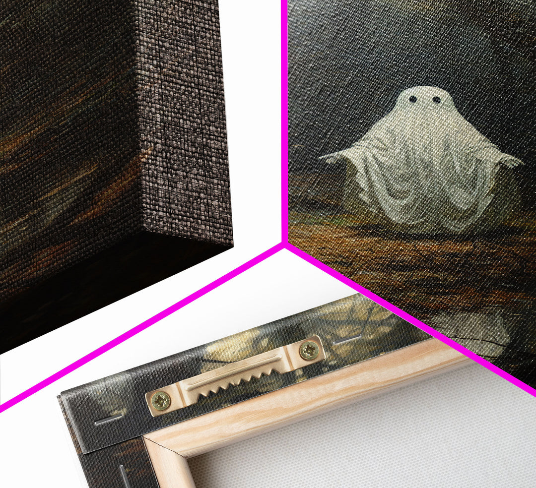 Ghost Dancing In A Haunted Forest, Vintage Canvas, Framed Canvas, Art Canvas Print, Dark Academia, Haunting Ghost, Halloween Decoration