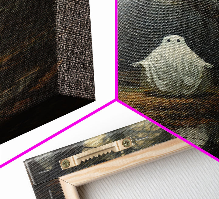 Ghost Dancing In A Haunted Forest, Vintage Canvas, Framed Canvas, Art Canvas Print, Dark Academia, Haunting Ghost, Halloween Decoration