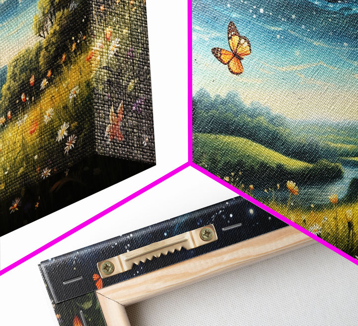 Wildflower Meadow. Wildflower Art, Canvas Print, Butterflies, Wall Art, 3 Piece Wall Art, Country Home Decor, Indie Room Decor, Room Decor
