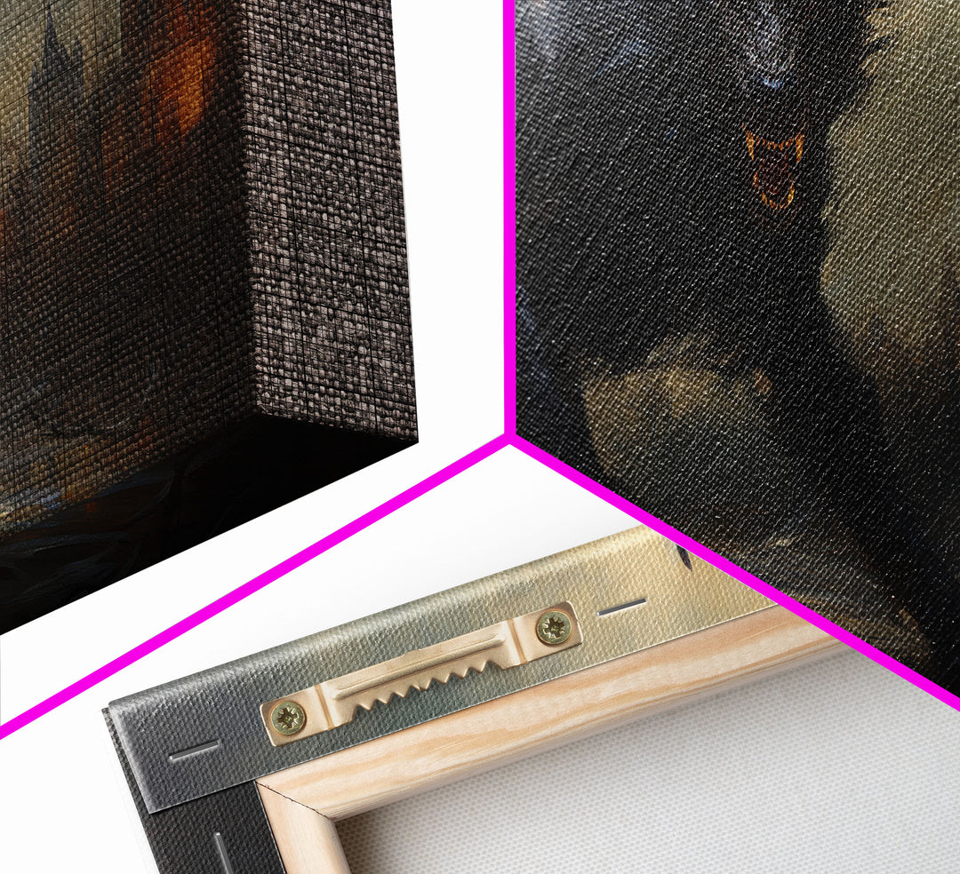 The Werewolf, Halloween Art Print, Framed Canvas Art, Halloween Poster Print, Victorian Dark Academia Oil Painting