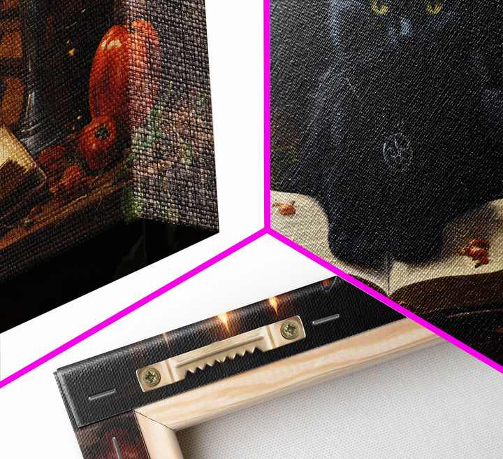 The Witch's Familiar, Black Cat Art, Witch Print, Framed Canvas or Poster, Victorian Oil Painting, Dark Academia, Witchcraft Decor