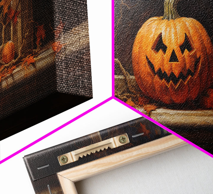 Spooky Art, Halloween Art, Jack O Lantern Art, Framed Canvas Print, Halloween Decor, Horror Prints, The Jack O Lantern In The Window