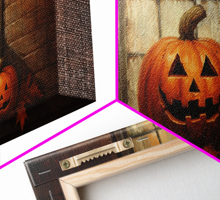 Spooky Art, Halloween Art, Jack O Lantern Art, Framed Canvas Print, Halloween Decor, Halloween Art Prints, The Jack O Lantern In The Window