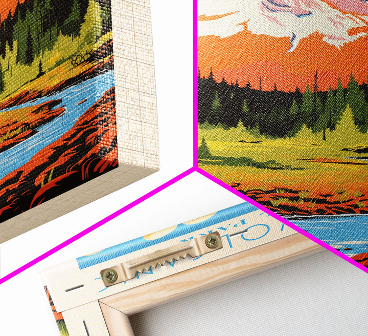 Lassen Volcanic National Park Alaska Travel Art, National Park Print, Minimalist Travel Art, Midcentury Modern Style Landscape Painting