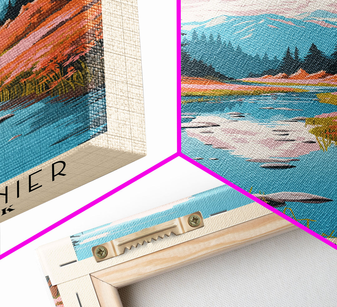 Mount Rainier National Park Washington Travel Art, National Park Print, Minimalist Travel Art, Midcentury Modern Style Landscape Painting