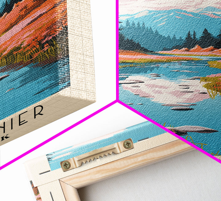 Mount Rainier National Park Washington Travel Art, National Park Print, Minimalist Travel Art, Midcentury Modern Style Landscape Painting