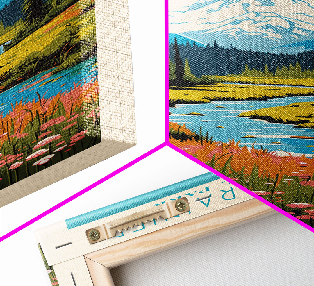 Mount Rainier National Park Washington Travel Art, National Park Print, Minimalist Travel Art, Midcentury Modern Style Landscape Painting