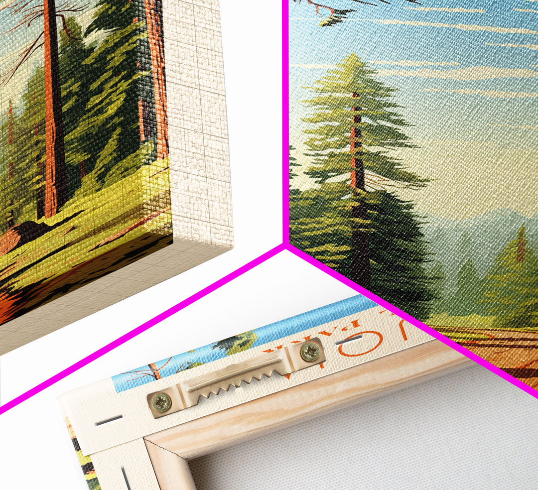 Sequoia National Park California Travel Art, National Park Print, Minimalist Travel Art, Midcentury Modern Style Landscape Painting