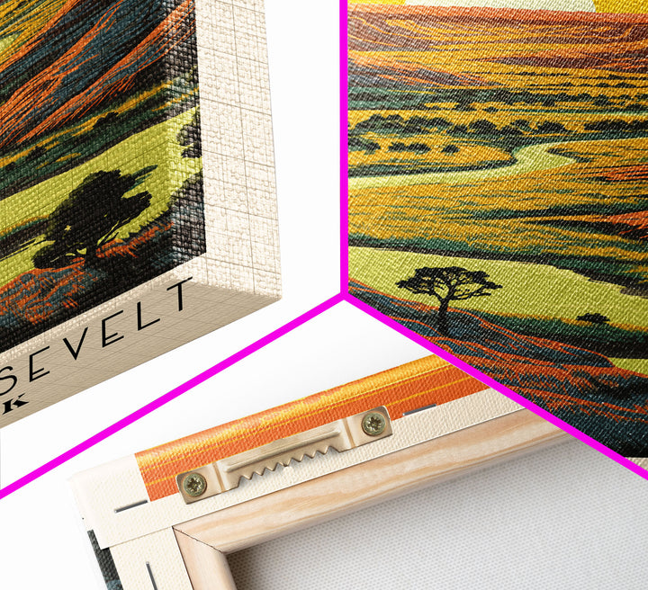 Theodore Roosevelt National Park Travel Art, National Park Print, Minimalist Travel Art, Midcentury Modern Style Landscape Painting
