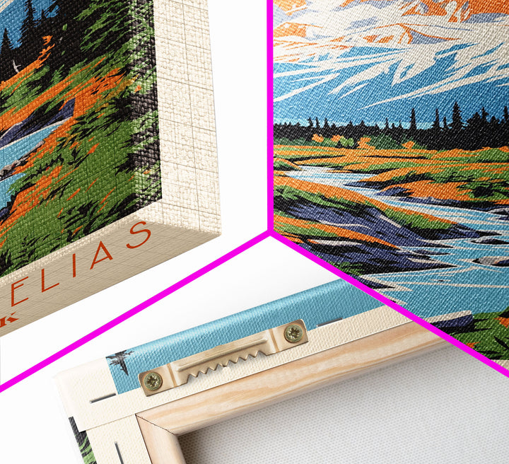 Wrangell-St. Elias National Park Alaska Travel Art, National Park Print, Minimalist Travel Art, Midcentury Modern Style Landscape Painting