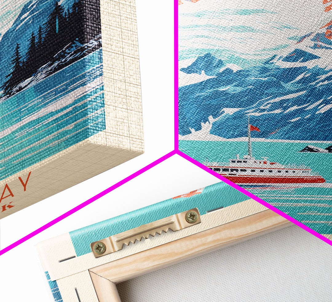 Glacier Bay National Park Alaska Travel Art, National Park Print, Minimalist Travel Art, Midcentury Modern Style Landscape Painting