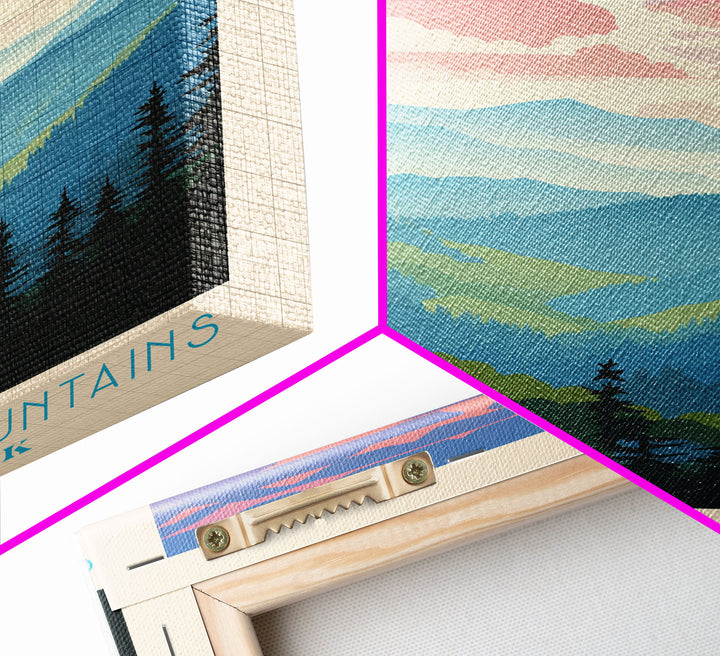 Great Smoky Mountains National Park Travel Art, National Park Print, Minimalist Travel Art, Midcentury Modern Style Landscape Painting