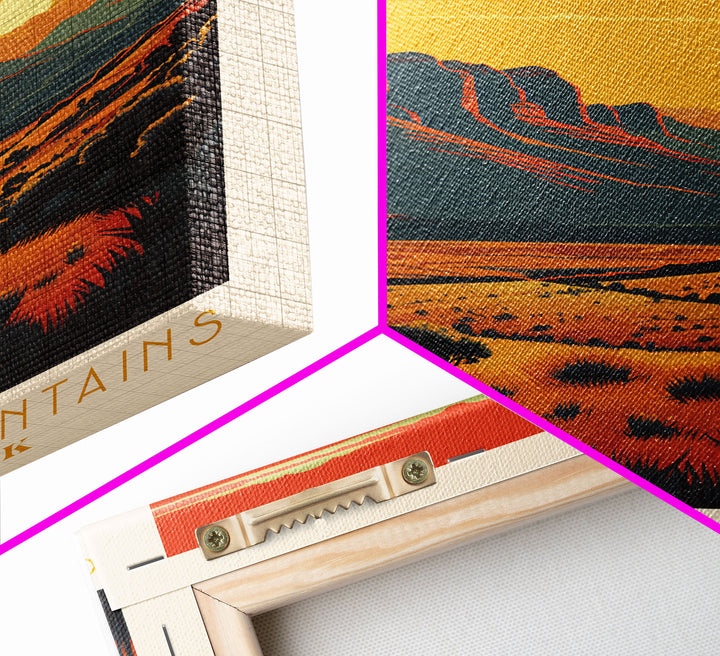 Guadalupe Mountains National Park Texas Travel Art, National Park Print, Minimalist Travel Art, Midcentury Modern Style Landscape Painting