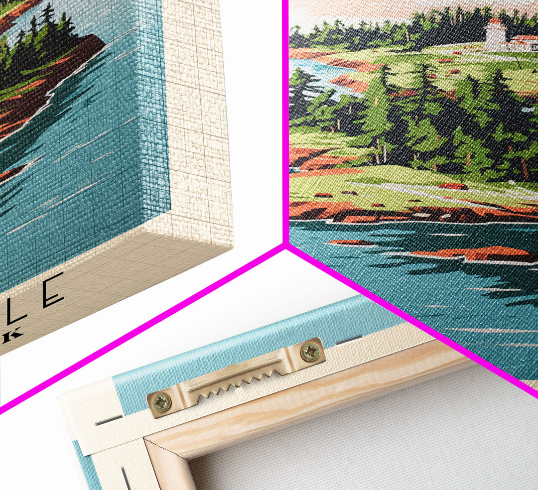 Isle Royale National Park Michigan Travel Art, National Park Print, Minimalist Travel Art, Midcentury Modern Style Landscape Painting