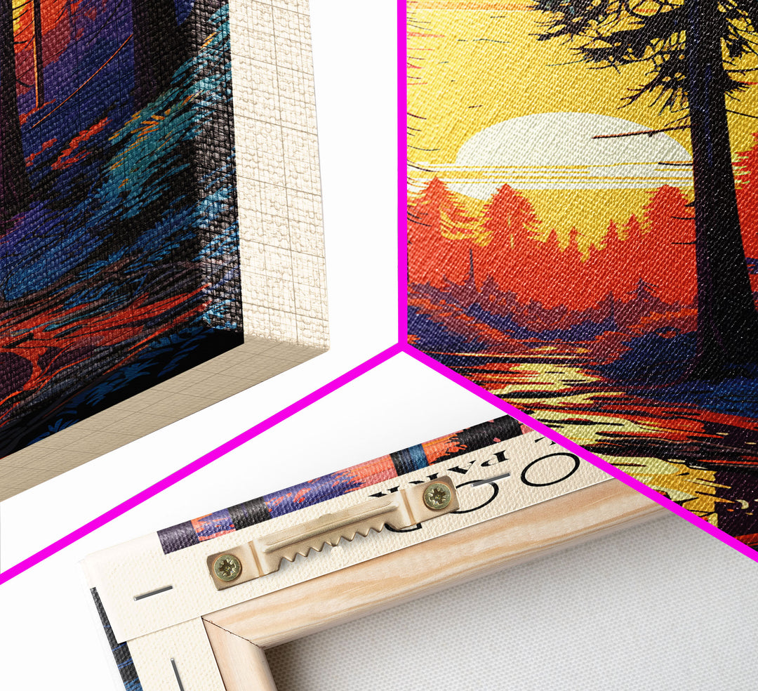 Redwood National Park California Travel Art, National Park Print, Minimalist Travel Art, Midcentury Modern Style Landscape Painting