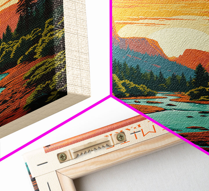Yosemite National Park California Travel Art, National Park Print, Minimalist Travel Art, Midcentury Modern Style Landscape Painting
