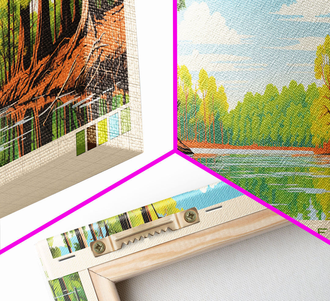 Congaree National Park, Panoramic South Carolina Travel Art, National Park Print, Minimalist Travel Art, Midcentury Modern Style Landscape